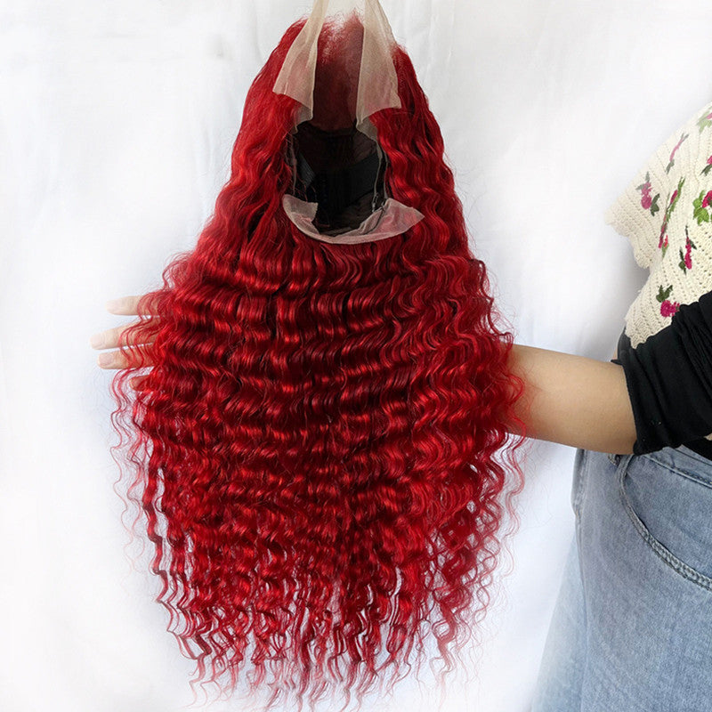 Red Deep Wave Human Hair Wig Real Headgear Red Deep Wave Human Hair Wig Real Headgear